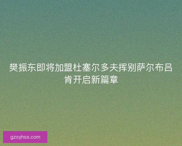 樊振东即将加盟杜塞尔多夫挥别萨尔布吕肯开启新篇章